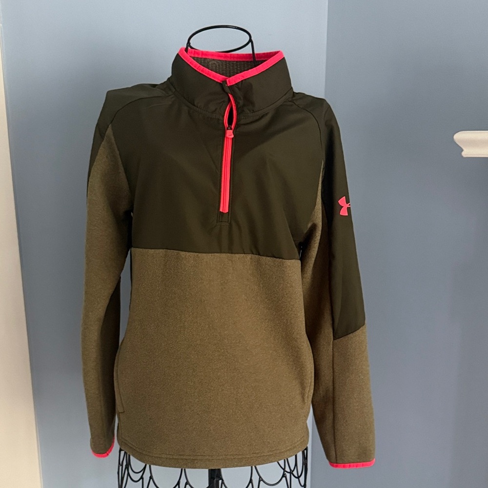 Under Armour Khaki and Orange Half-Zip Pullover